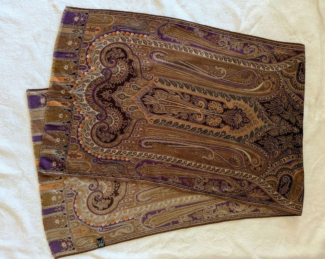 美品☆エトロ ペイズリー柄ストール ウールシルク - メルカリ