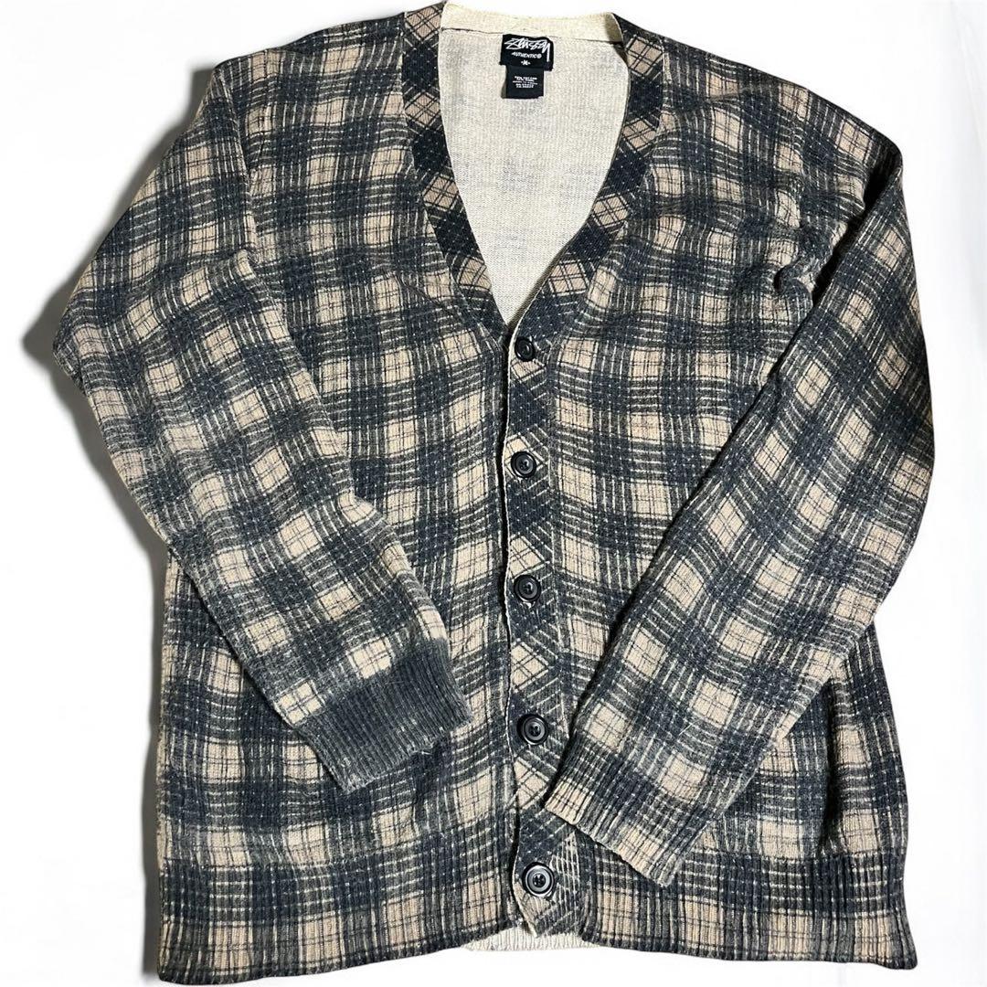希少】STUSSY カーディガン チェック - メルカリ