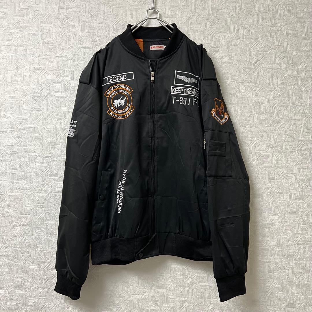 新品未使用 MA-1 フライトジャケット ブラック 刺繍 ワッペン