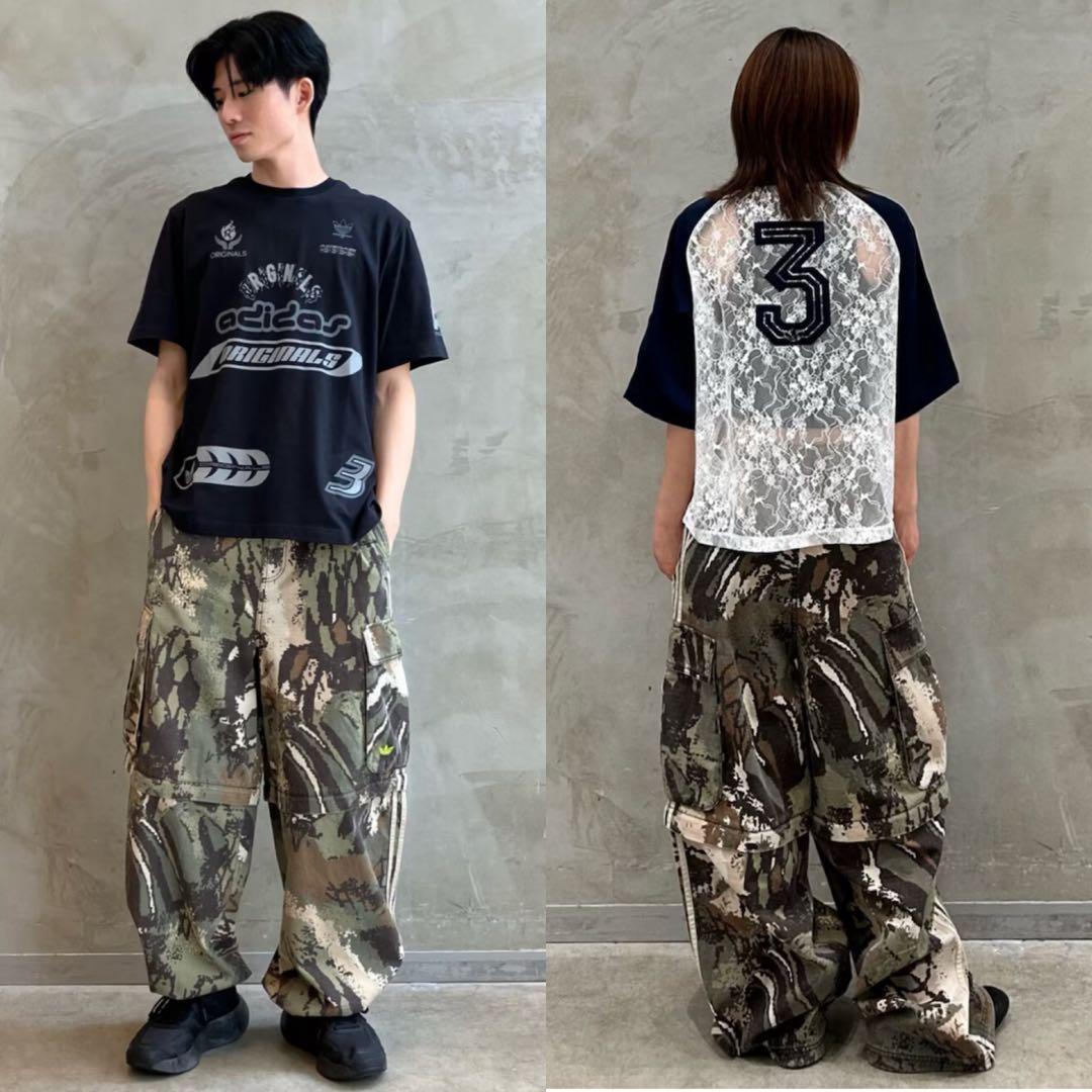 希少XS⭐️adidas ジップオフ カーゴパンツ 迷彩 カーキ×ベージュ 新品
