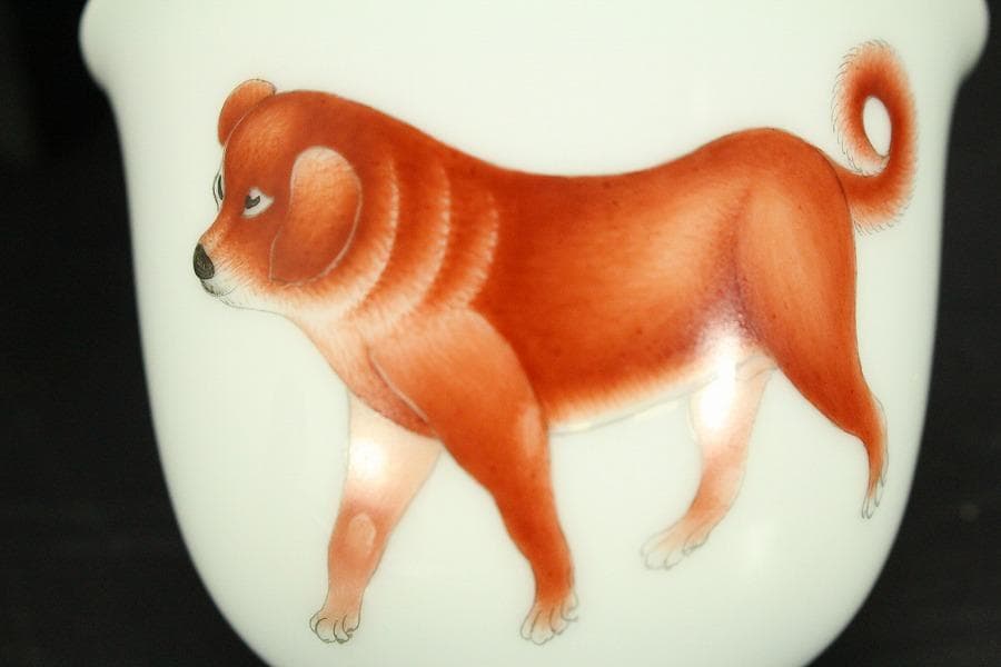 中国美術 色絵 細密 犬 絵 煎茶碗 十件 揃 雍正年製 書(A434) - メルカリ
