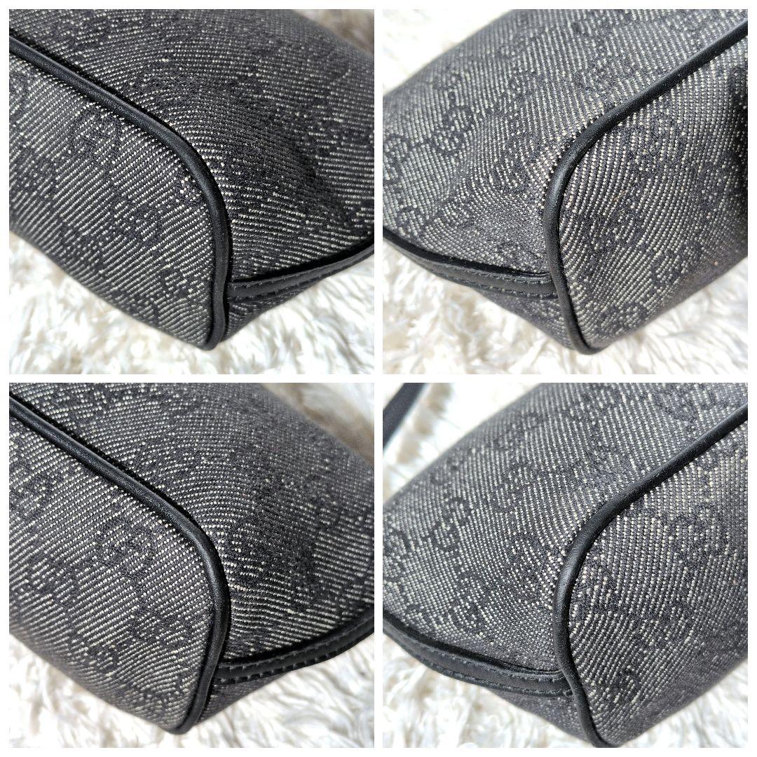 美品】グッチ アクセサリーポーチ GGキャンバス デニム調 07198 グレー