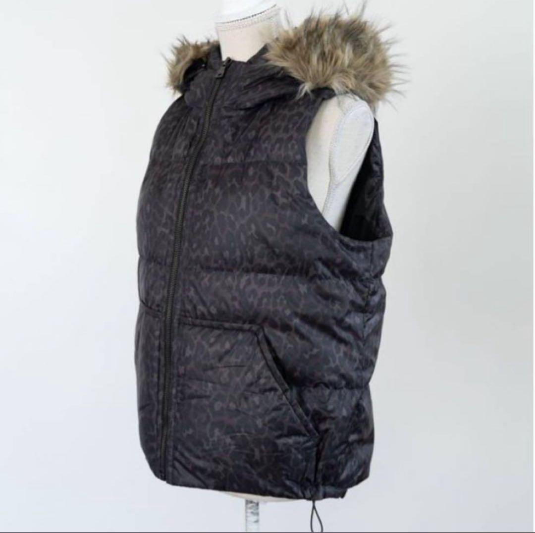コーチ coach レオパード柄 ダウンベスト ヒョウ柄 ファー付きフード