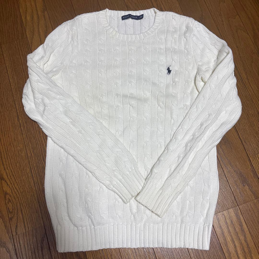 Ralph Lauren ケーブル編みセーター M ホワイト - メルカリ