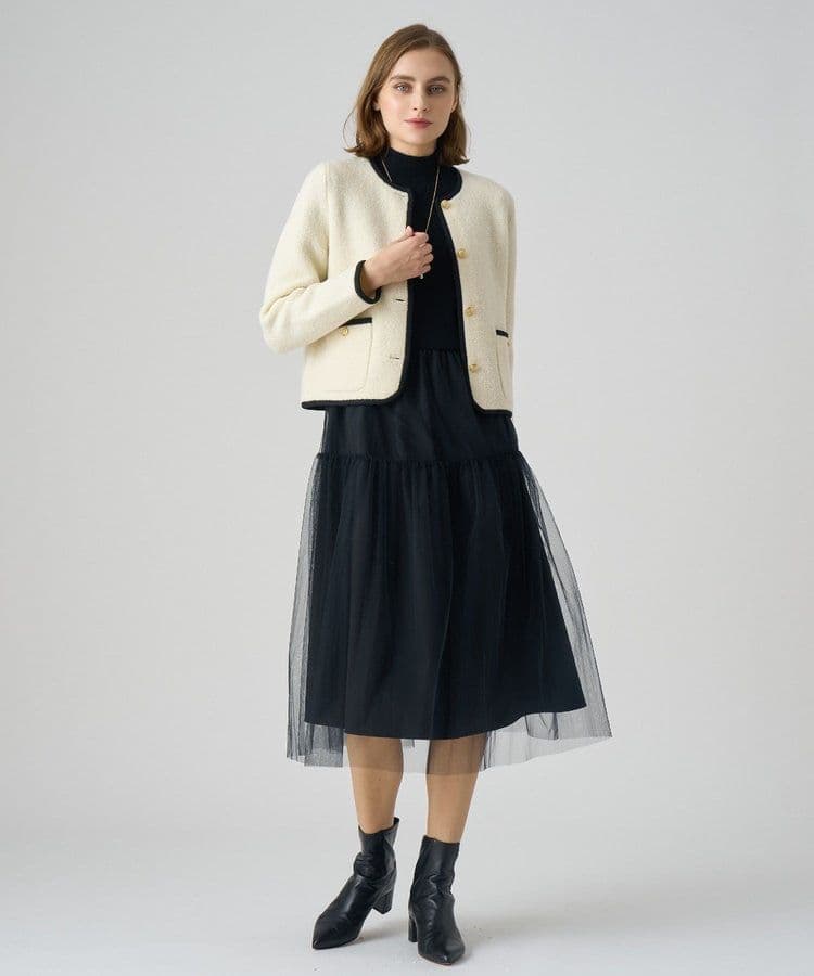 アナイ 24AW カーディガン ジャケット 金ボタン パイピング ウール 38