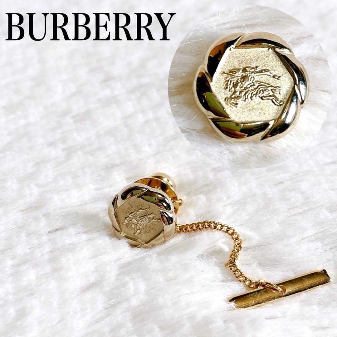 美品 BURBERRY バーバリー ホースロゴ ピンバッジ タイピン ブローチ
