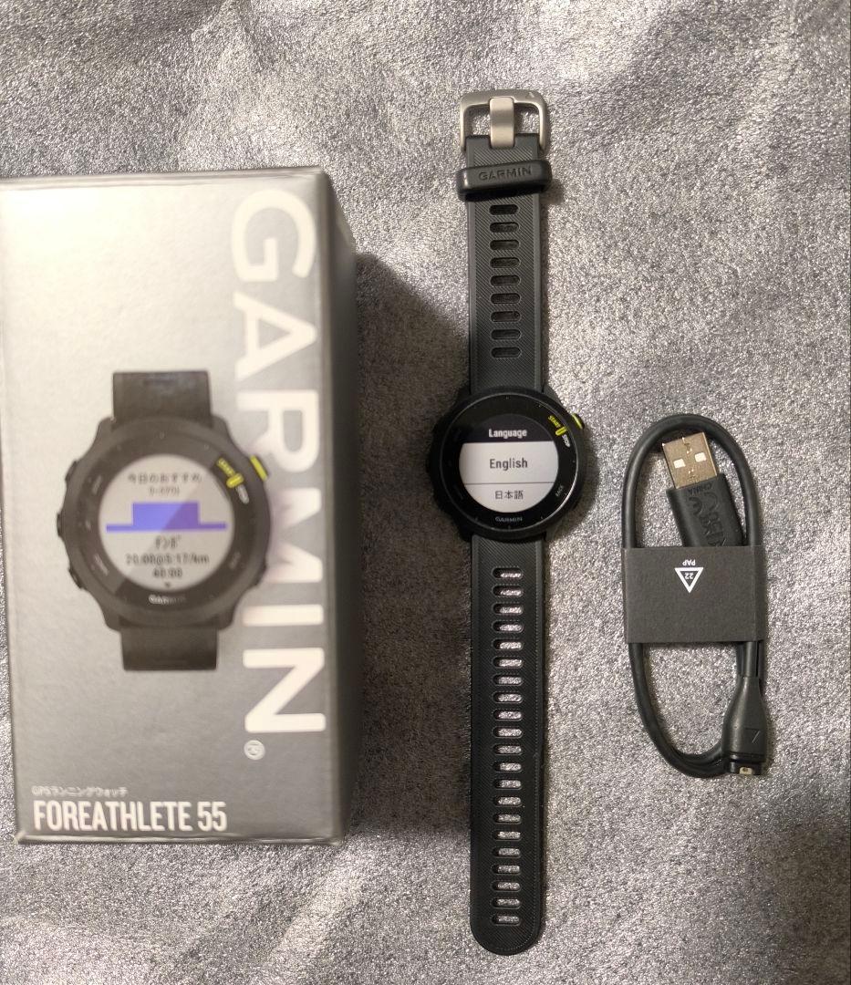 GARMIN FOREATHLETE 55 ブラック 本体 充電ケーブル - メルカリ