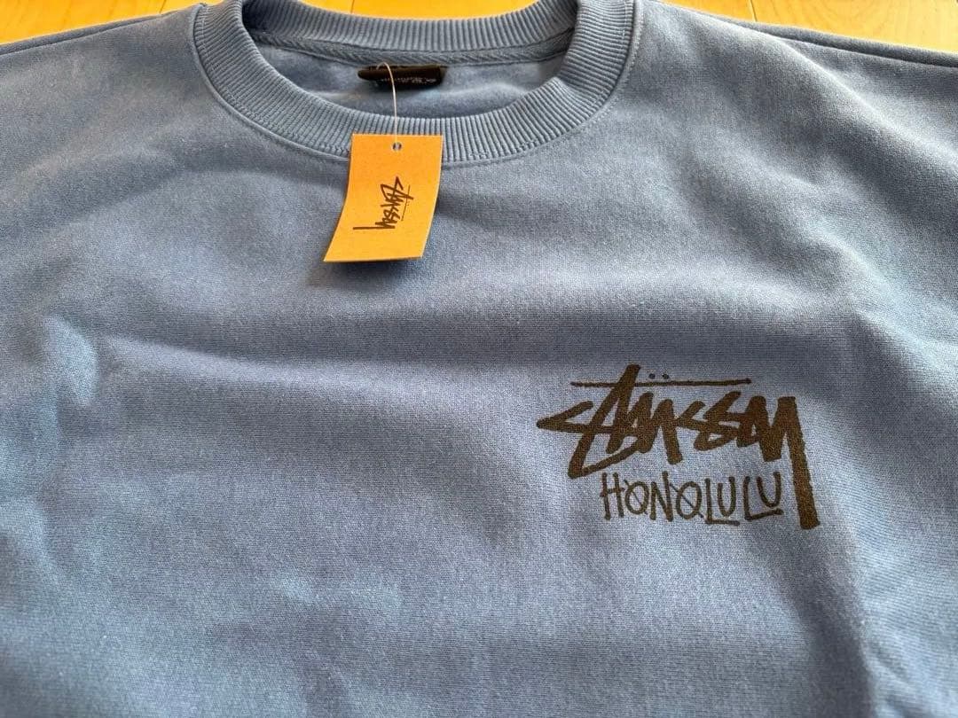 Stussy ステューシー ホノルルロゴ スウェット トレーナー 青 M ハワイ