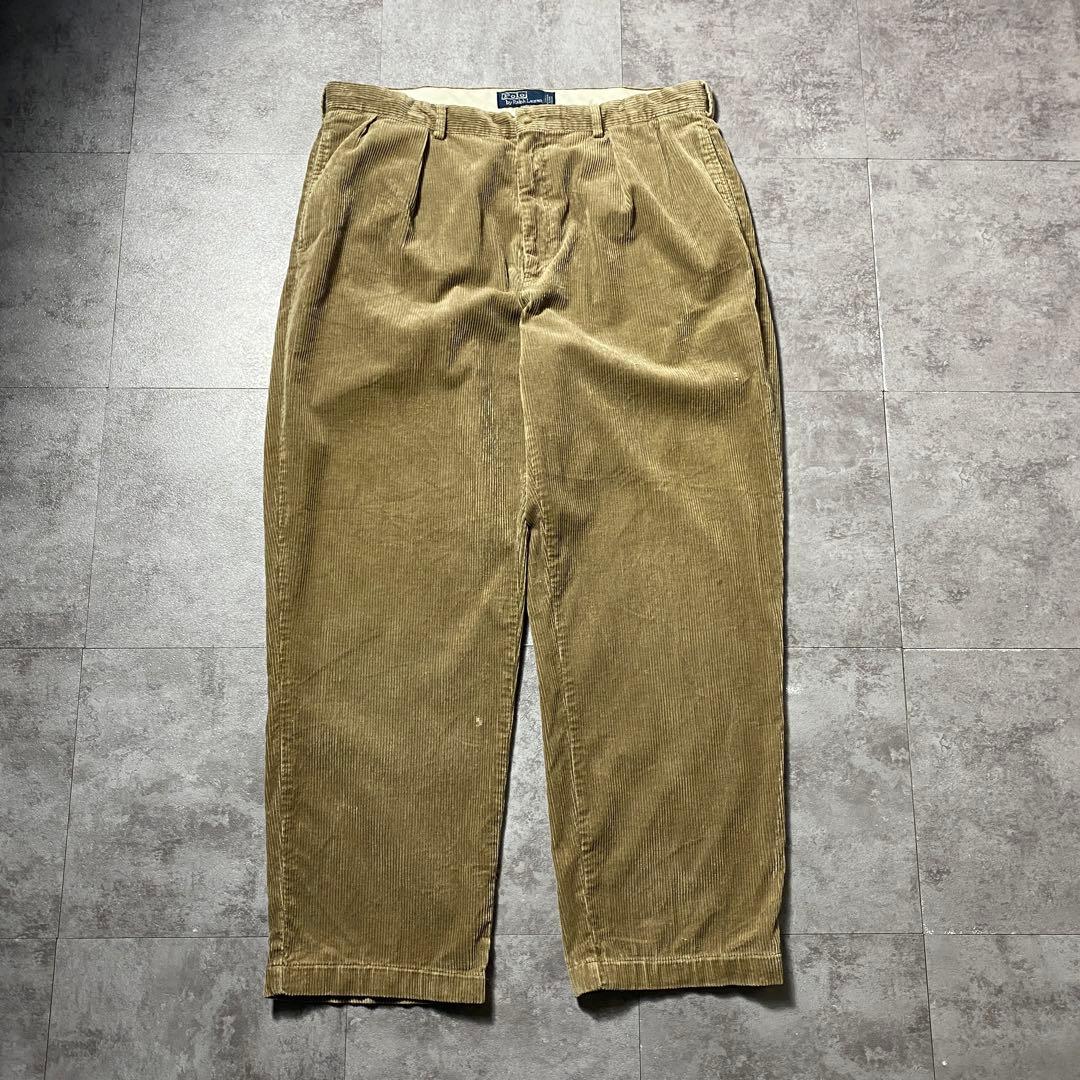 90sポロバイラルフローレン ジッパーフライ 2タック 太畝コーデュロイ