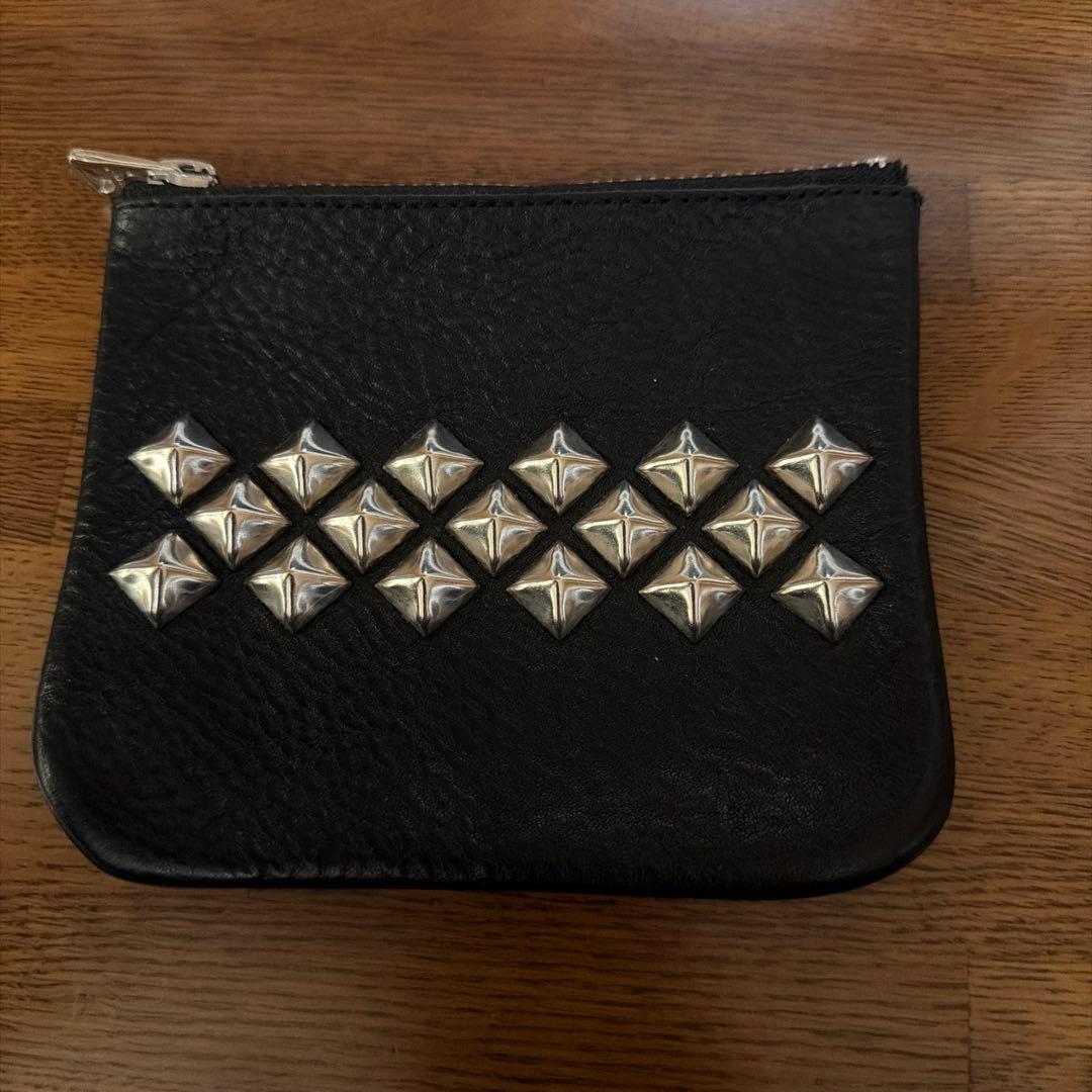 calee ミニポーチ CALEE - STUDS LEATHER SHOULDER POUCH BAG (BLACK)｜スタッズ レザー