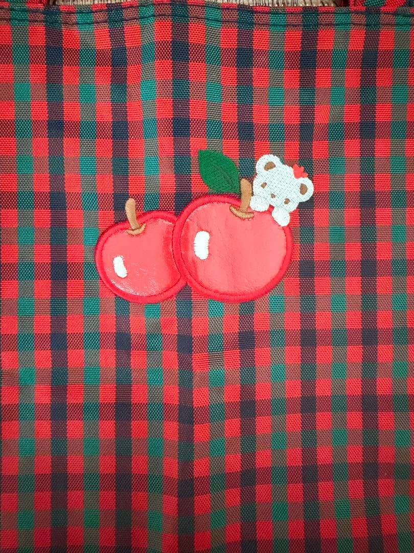ファミリア チェック柄トートバッグ リンゴ刺繍