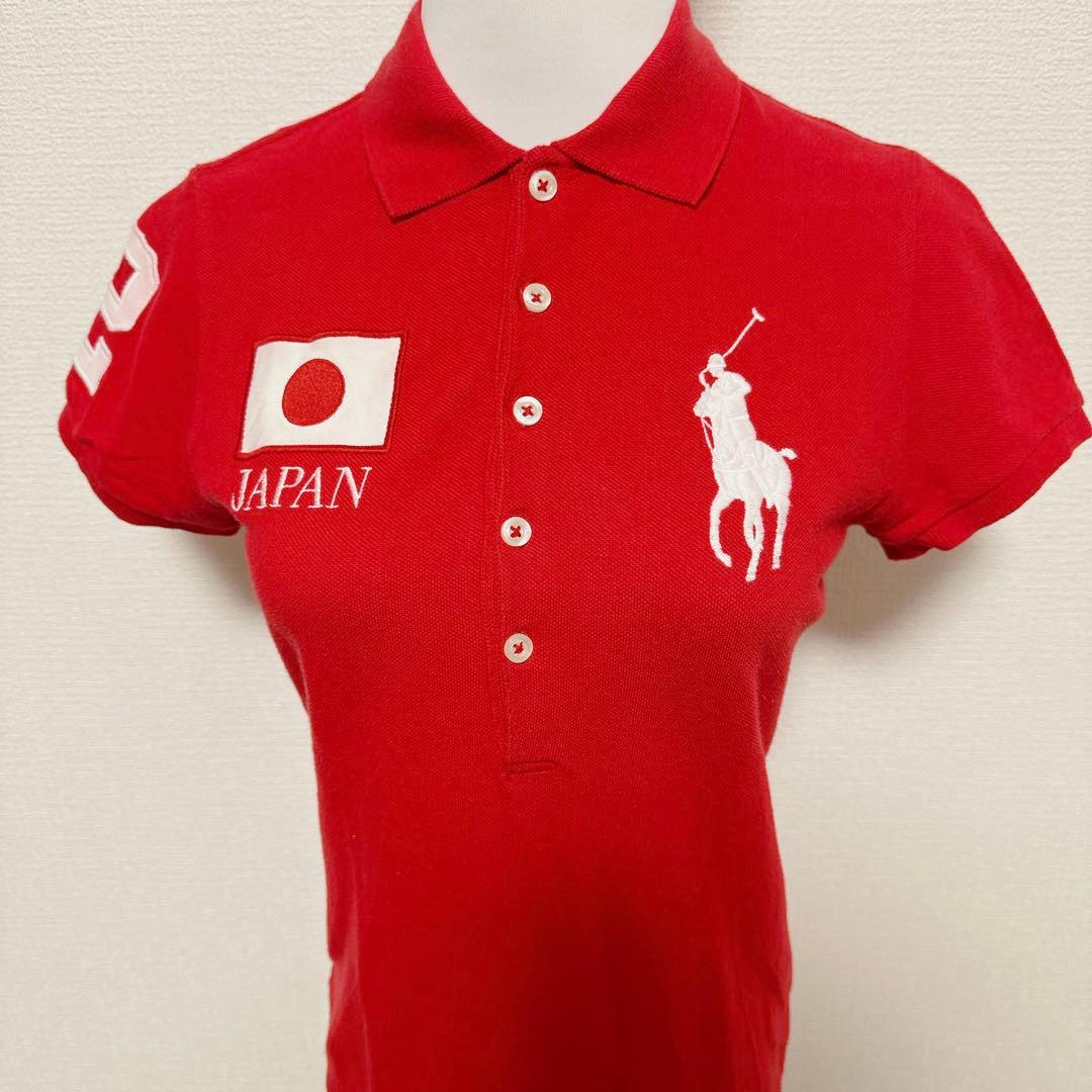 ラルフローレン ポロシャツ ビッグポニー刺繍 日本 国旗 日の丸 赤 M