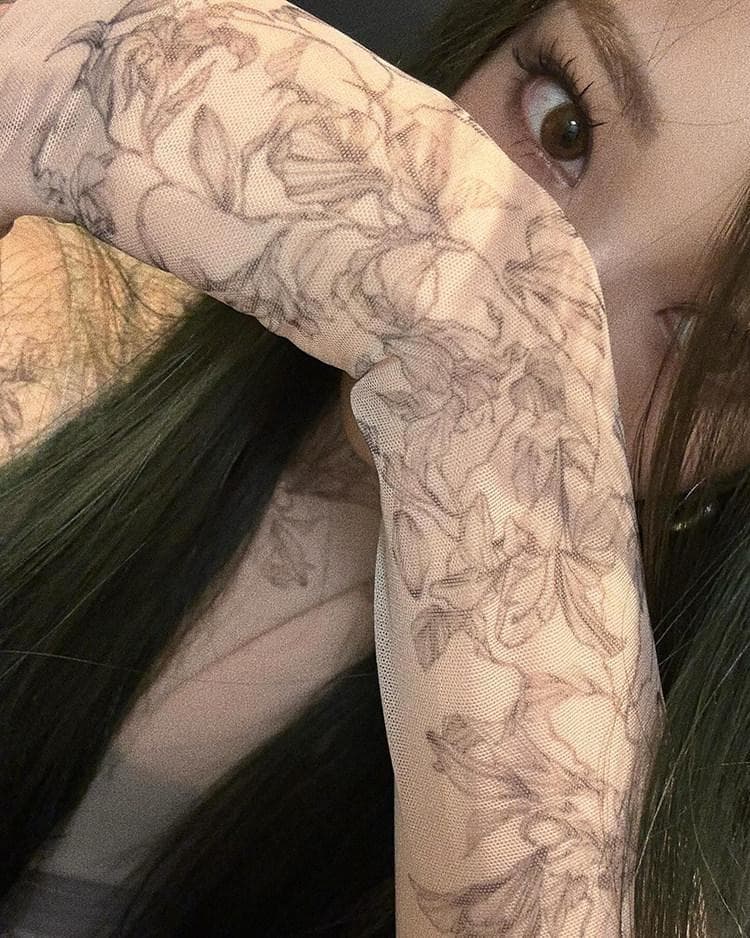 新品 MELT THE LADY Lily tattoo tops black