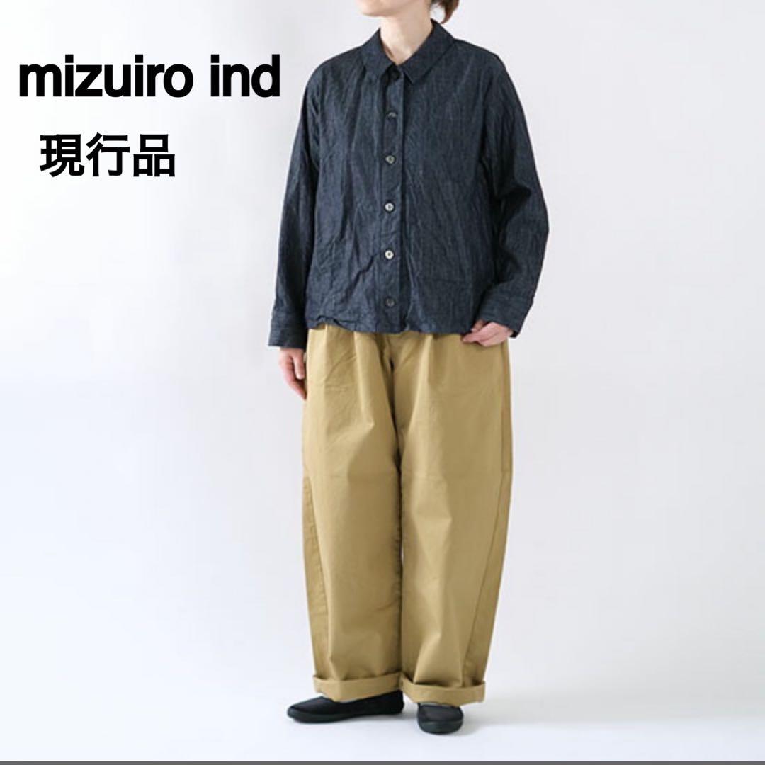 美品】 ミズイロインド デニム コンパクト シャツ インディゴ