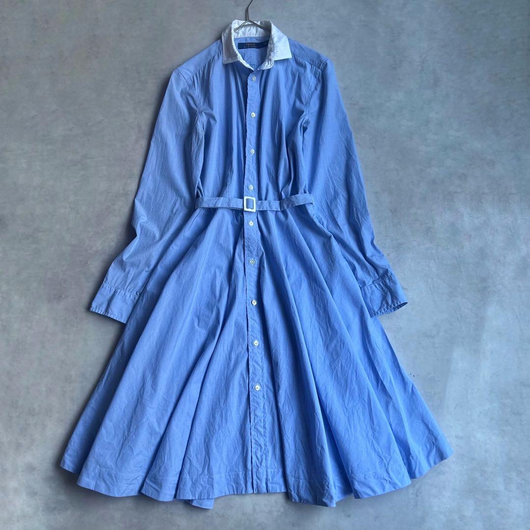 ポロラルフローレン シャツワンピース Aライン ロング ベルト 2way