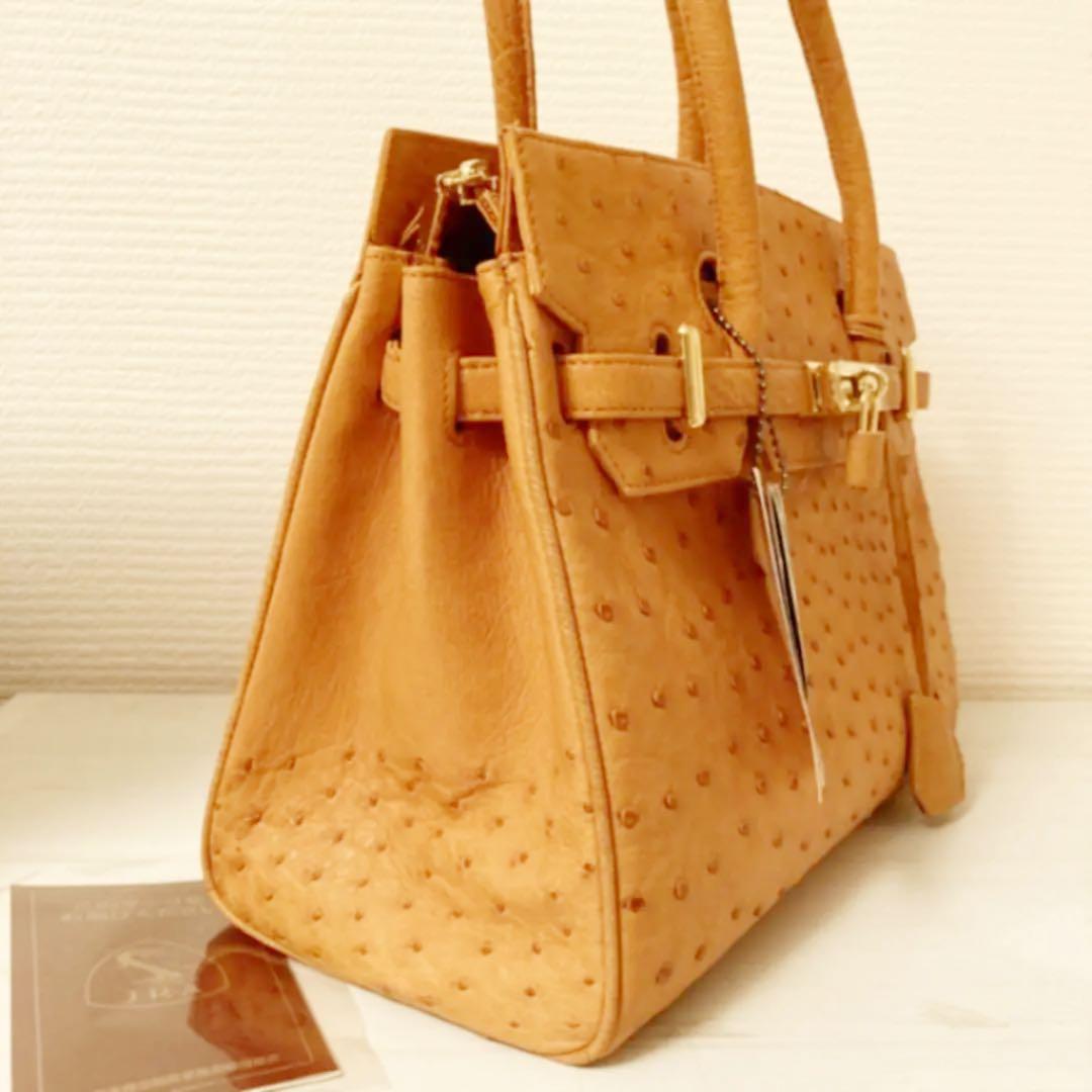 新品 最高級 オーストリッチ バック ハンドバッグJRA認定 日本製 本革