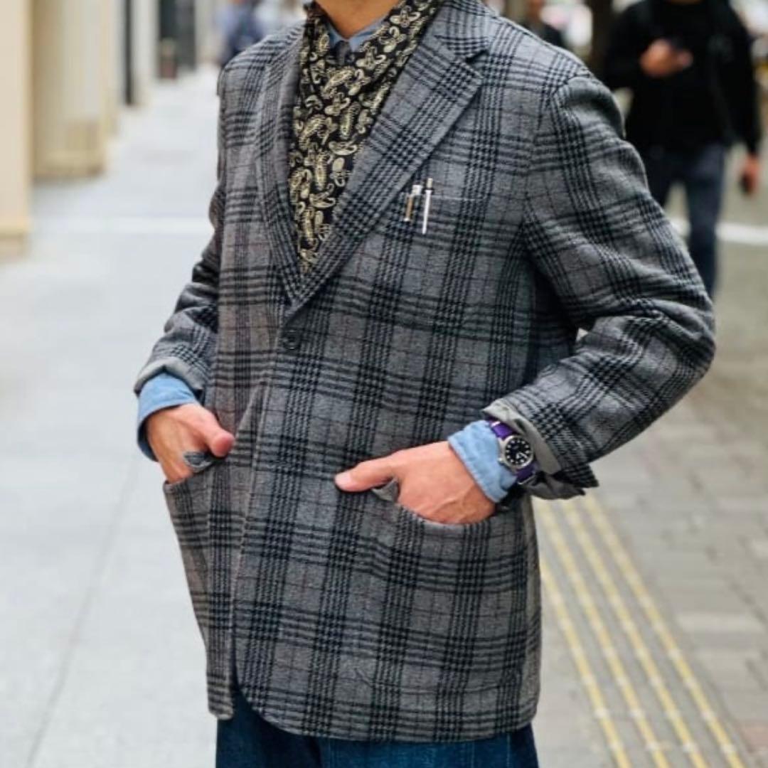 極美品✨ビームスプラス テーラードジャケット ツイード ウール グレン