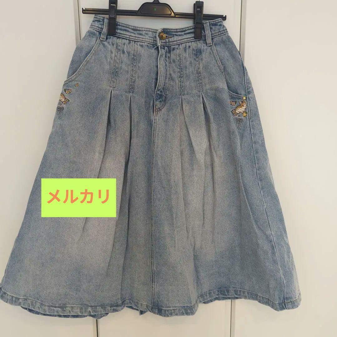 フランシュリッペ　うさぎ☆　デニムスカートМ フランシュリッペ うさぎ刺繍タックスカートの通販はau PAY マーケット