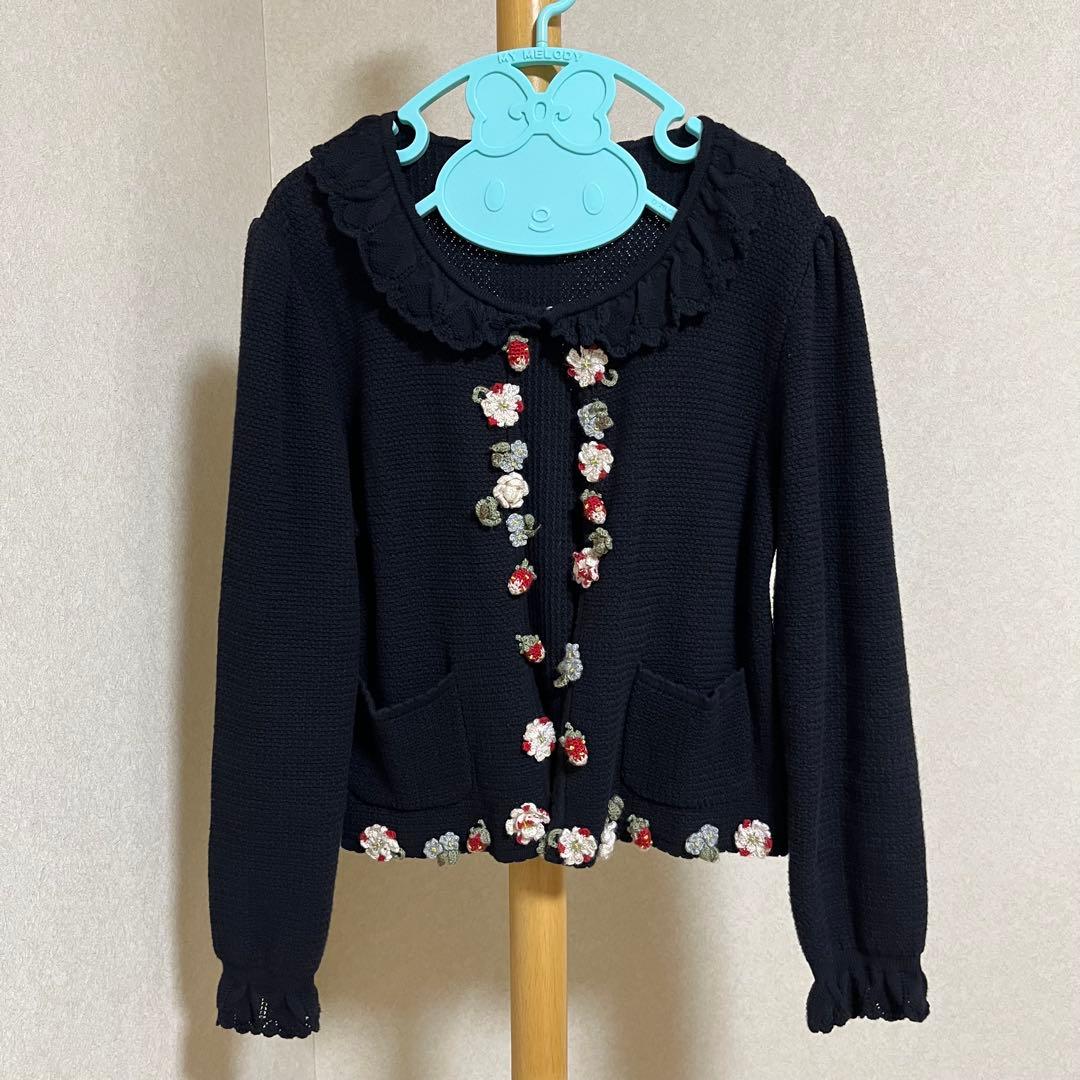 PINK HOUSE ピンクハウス ストロベリー いちご 苺モチーフカーディガン 苺モチーフ使いカーディガン｜ピンクハウスオフィシャルオンライン