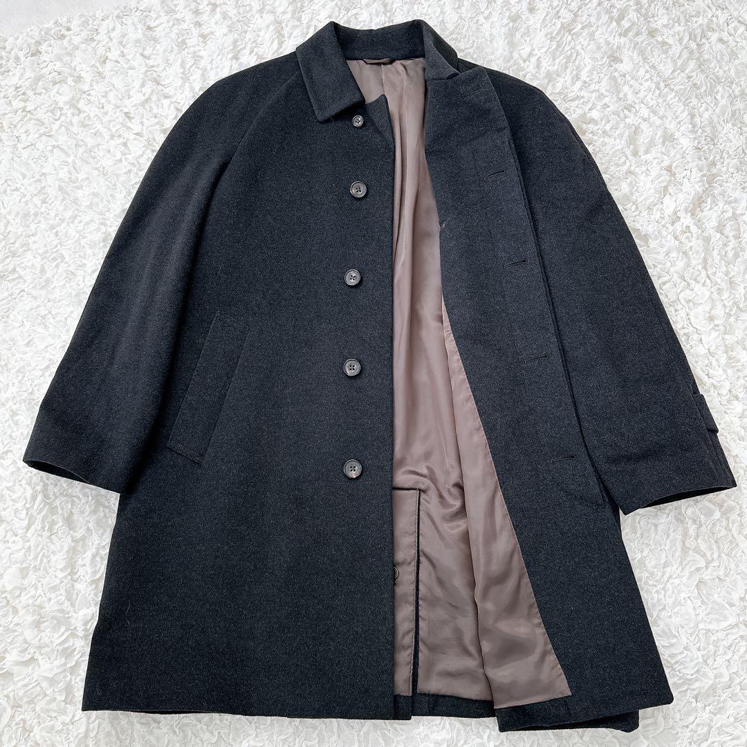 【美品】五大陸　ステンカラーコート　カシミア100％　比翼　濃灰　Lサイズ ゴタイリク 五大陸 カシミヤ100比翼ステンカラーコート メンズ JPN：4