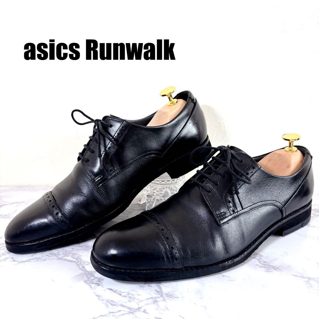 美品】アシックス ランウォーク 黒 ストレートチップ 24EEE ビジネス