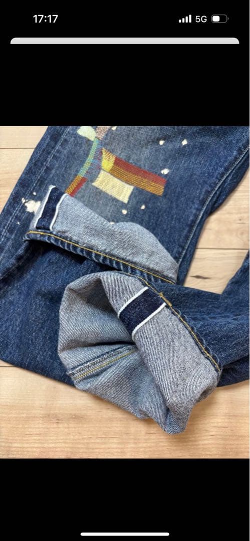 DENIMDUNGAREE 刺繍ペンキ飛ばしデニムパンツ - メルカリ