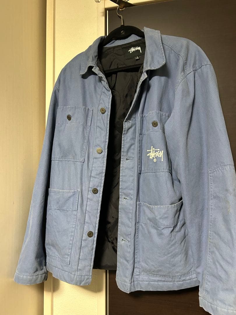 Stussy 青 カバーオール ジャケット　Mサイズ 中古・古着通販】stussy (ステューシー) カバーオール サイズ:M