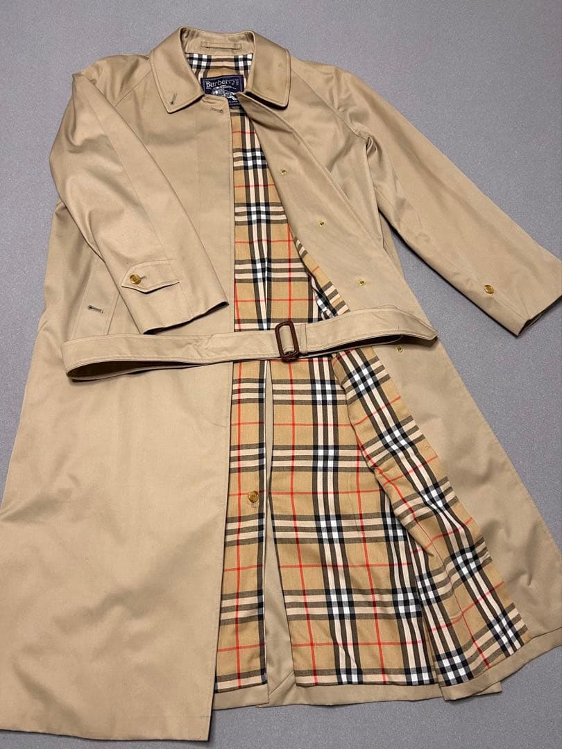 Burberrys ベージュ トレンチコート ノバチェック 腰紐付き 8号 バーバリー Burberrys ロングコート ベルト付き ノバチェック トレンチ