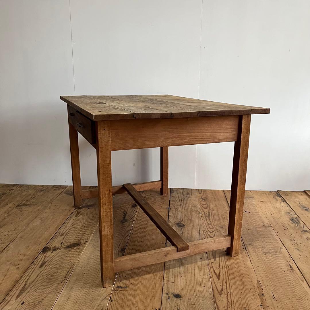 アンティーク テーブル 栗材 ナラ オーク シャビー 無塗装 古道具 《送料込》