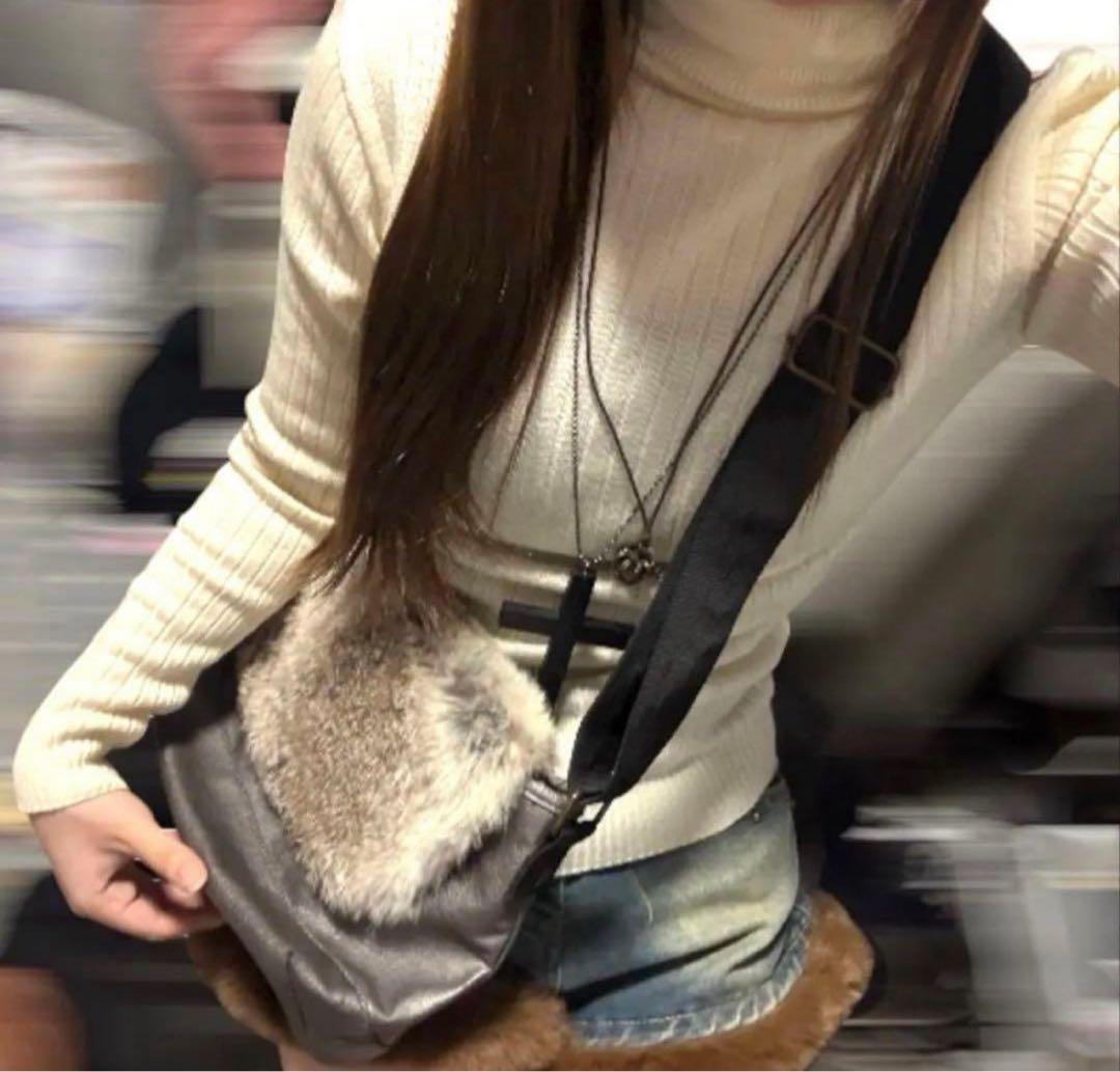 00s 森ガール フェアリーグランジ Y2K 平成 ショルダーバッグ ファー