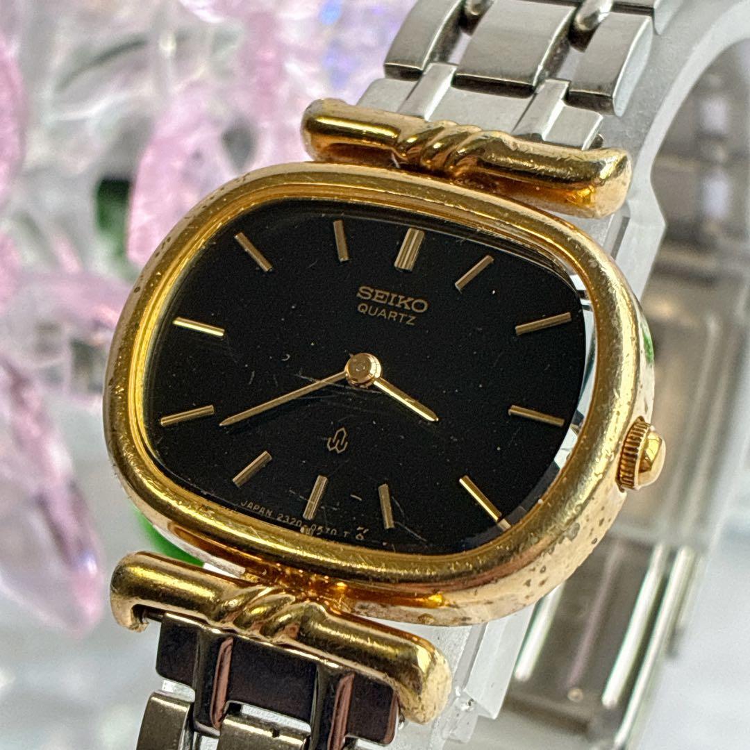 ⚪️SEIKO セイコー 腕時計 レディース 黒文字盤 ゴールド - メルカリ