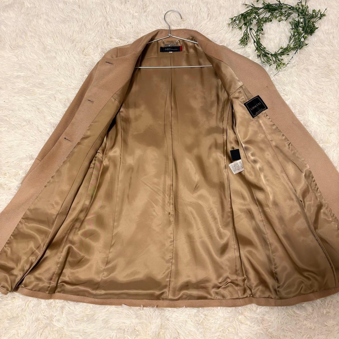 極美品✨カシミヤ100%】INED バックベルト付 ロングデザインコート 9号