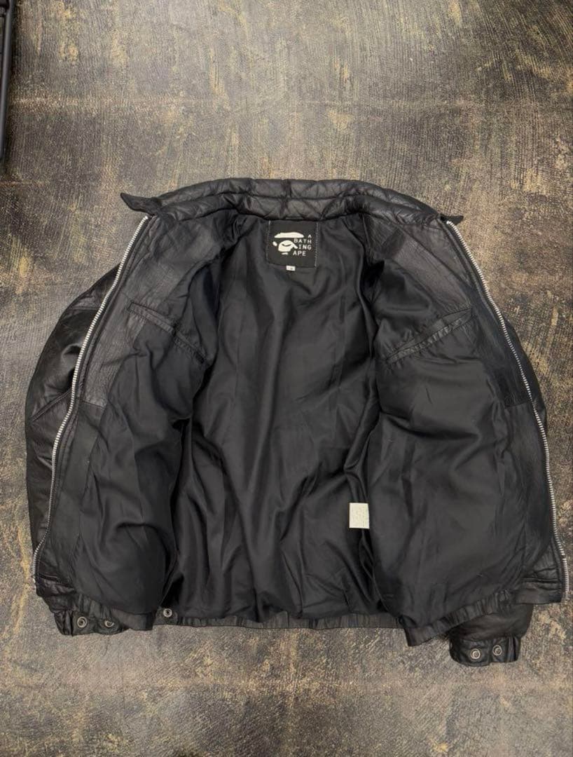 A BATHING APE レザーダウンジャケット 牛革 NIGO着用 - メルカリ