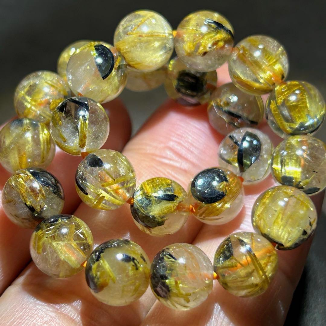 ☆みつ豆様！太陽　タイチン　ゴールド　ルチル　ブレス　福徳龍王宝珠①