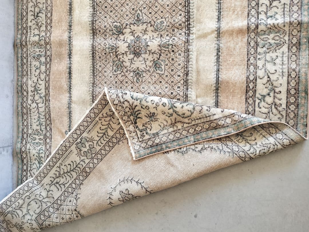 konoha様専用】大判/くすみベージュとクリームのトルコラグ No.715