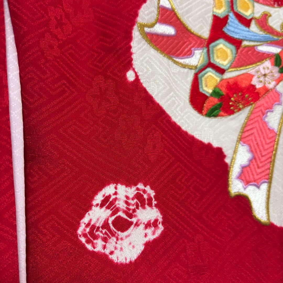 《未使用》豪華総刺繍❗️ 桶絞り お宮参り 産着 本絞り 刺繍入り赤※染色飛びアリ