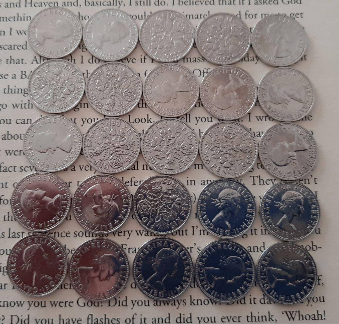 50コインセット シックスペンス イギリス ラッキー6ペンス 英国コイン 本物