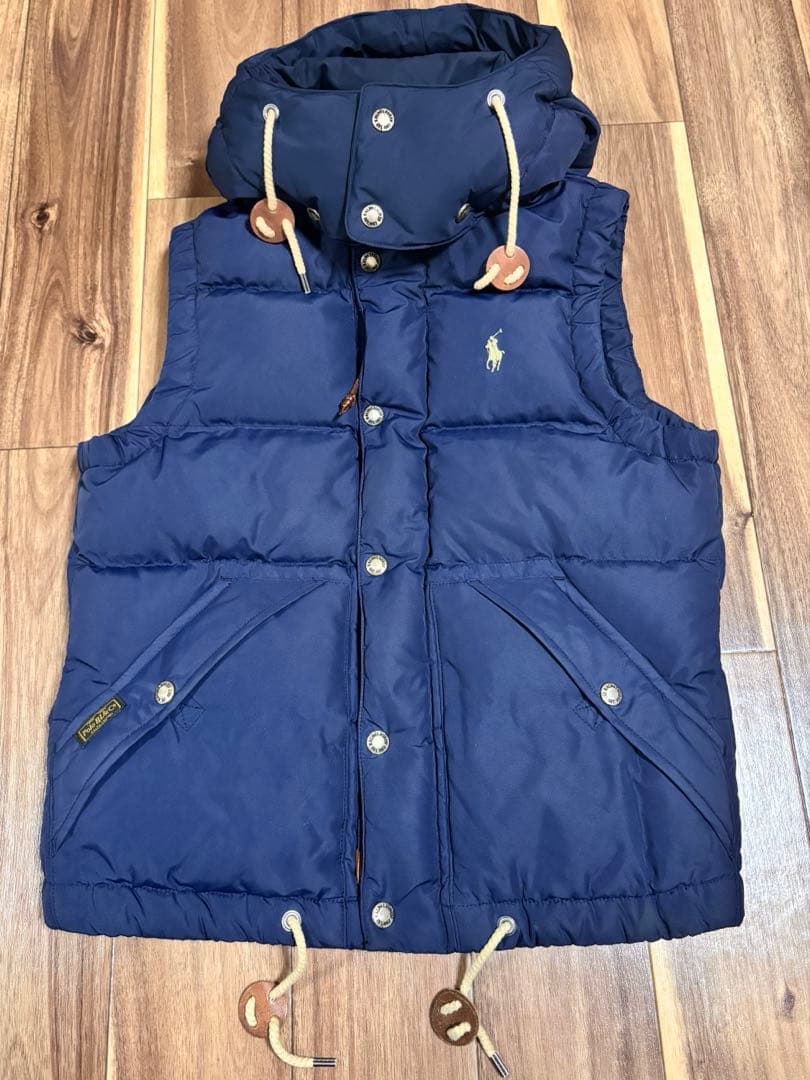 【美品】ポロラルフローレン ダウンベスト ポニー刺繍 ネイビー ダウン75% 美品】ポロラルフローレン ダウンベスト ポニー刺繍 ネイビー ダウン75%