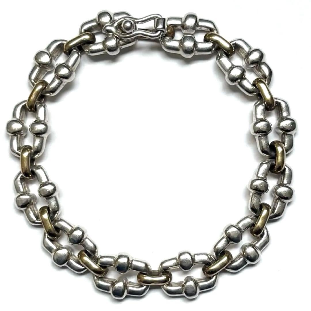 メキシコ製 taxco ヴィンテージ 925＆brass ブリック型ブレスレット