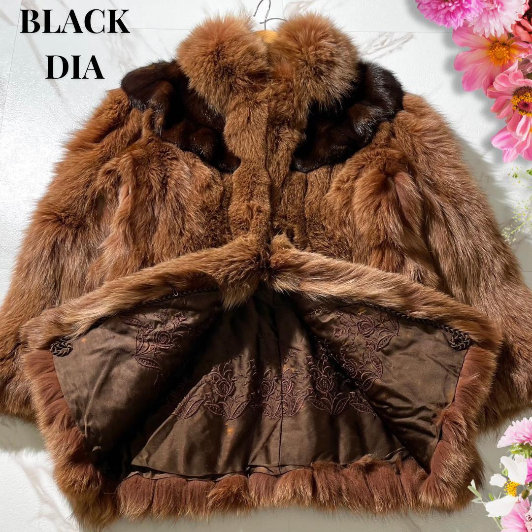 ✨希少✨BLACK DIA ミンク フォックス ファー 毛皮 コート 刺繍 11