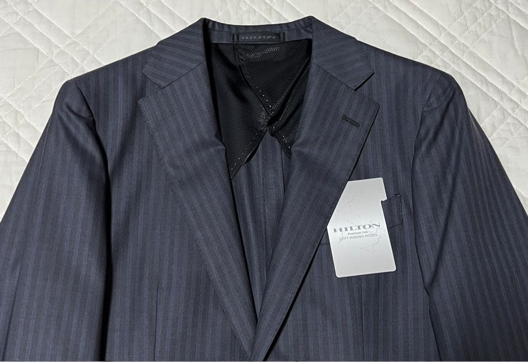 新品 タグ付き HILTON スーツ COLOMBO ブルー ストライプ - メルカリ