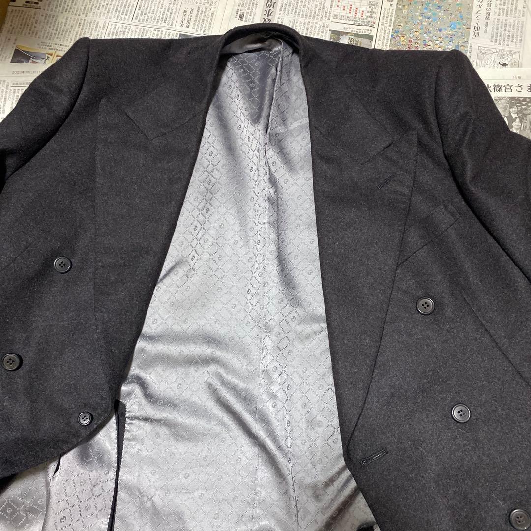 ミラショーン 超肉厚 フラノカシミヤ100% チャコールグレー ダブル