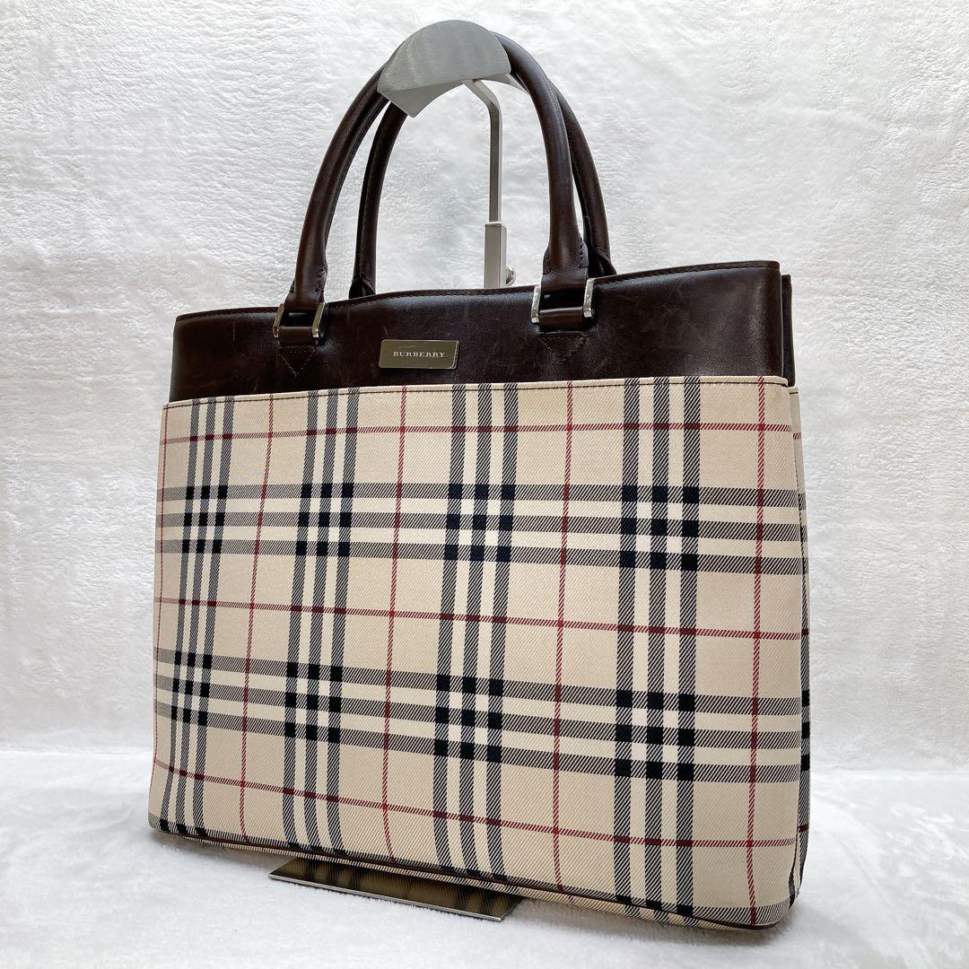 ✨美品✨BURBERRY バーバリー ノバチェック ハンドバッグ レザー ロゴ