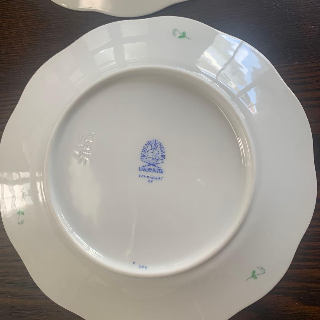 未使用保管品☆ヘレンド アポニーグリーン19cmプレート2枚 - メルカリ