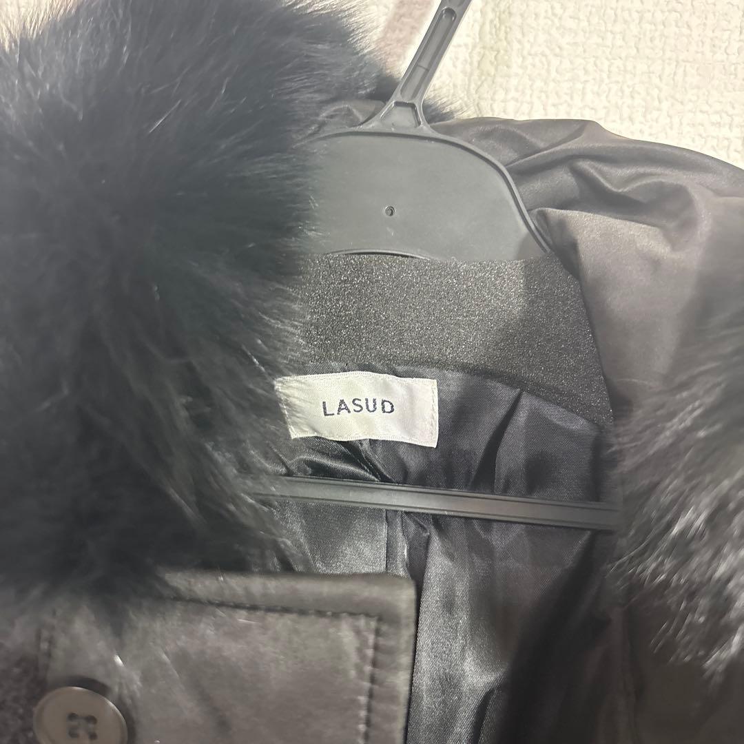 LASUD ファーボアコート ブラック 未使用品 サイズ9号 定価34000円