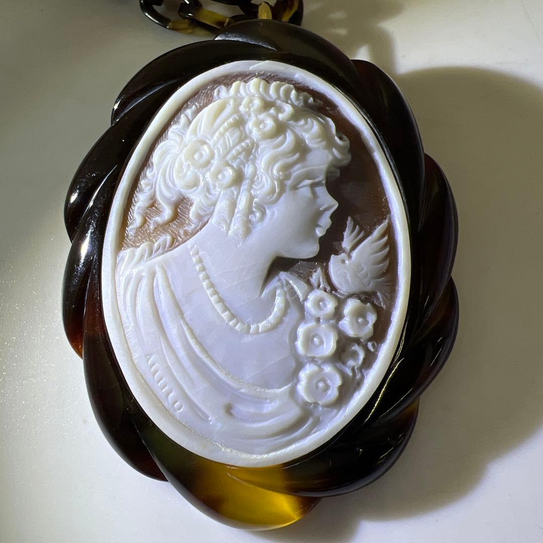 専用本鼈甲 シェルカメオチェーンネックレス 20g 東Y8-0114☆2Fトヒチ