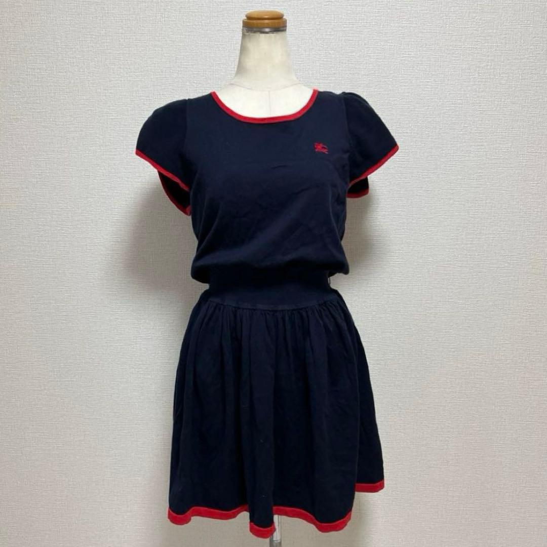 Burberry バーバリー ブルーレーベル ワンピース 半袖 ネイビー M