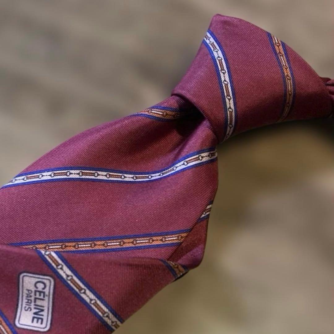 CELINE セリーヌ ネクタイ ☆マカダム.トリオンフ.ストライプ柄 - メルカリ