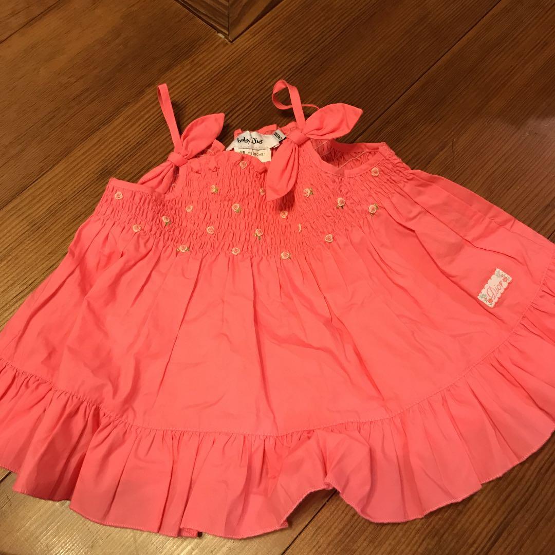 ワンピース 36M babyDior(購入者決定) ベビーディオール baby Dior キッズ ワンピース 長袖 ロゴ刺繍