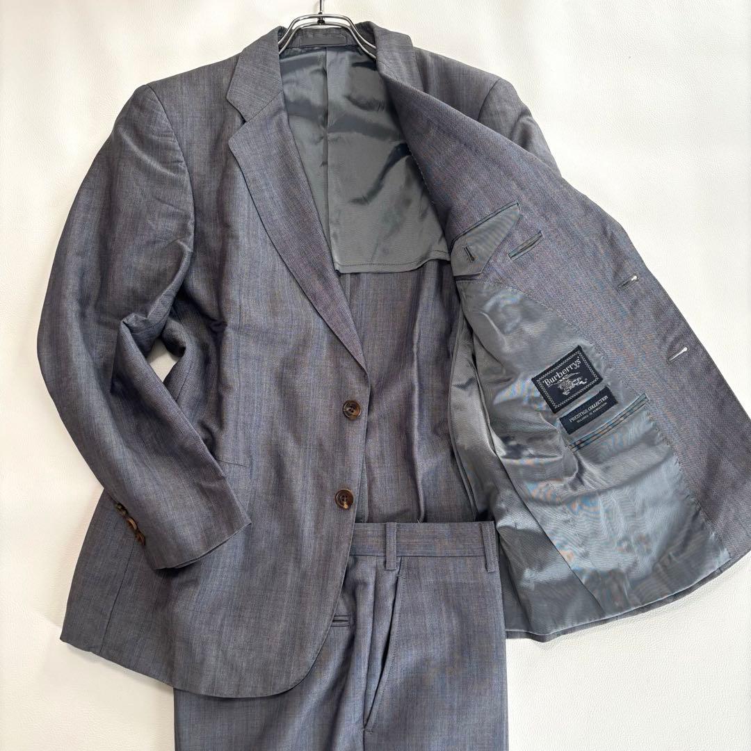 バーバリー[カシミヤ モヘア混]スーツ セットアップ Sサイズ ストライプ BAKER MODEL」ウール・シルク・カシミヤ三者混ピンストライプ柄スーツ
